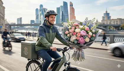 Быстрая курьерская доставка цветов в Москве