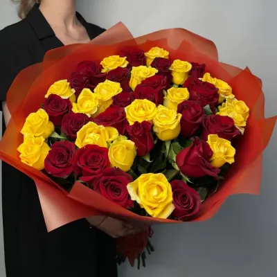 Купить 51 Желтая Красная Роза