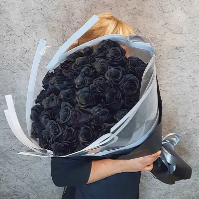 Купить Букет из 25 натуральных черных роз (Эквадор)