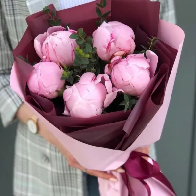 Купить Розовые пионы 5 шт